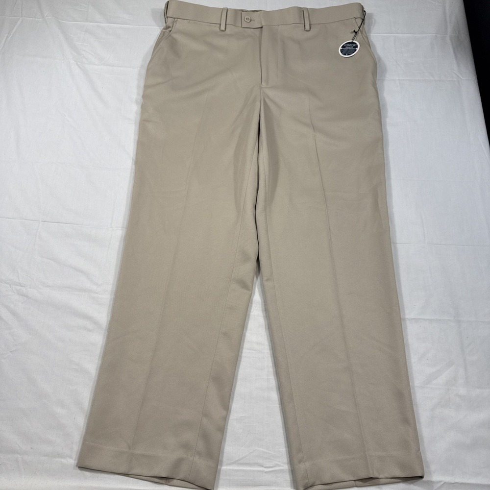 PANTS DRESS STRAIGHT LEG MENS 38X29  Saddlebred Comfort Waist Brown Flat  NEW